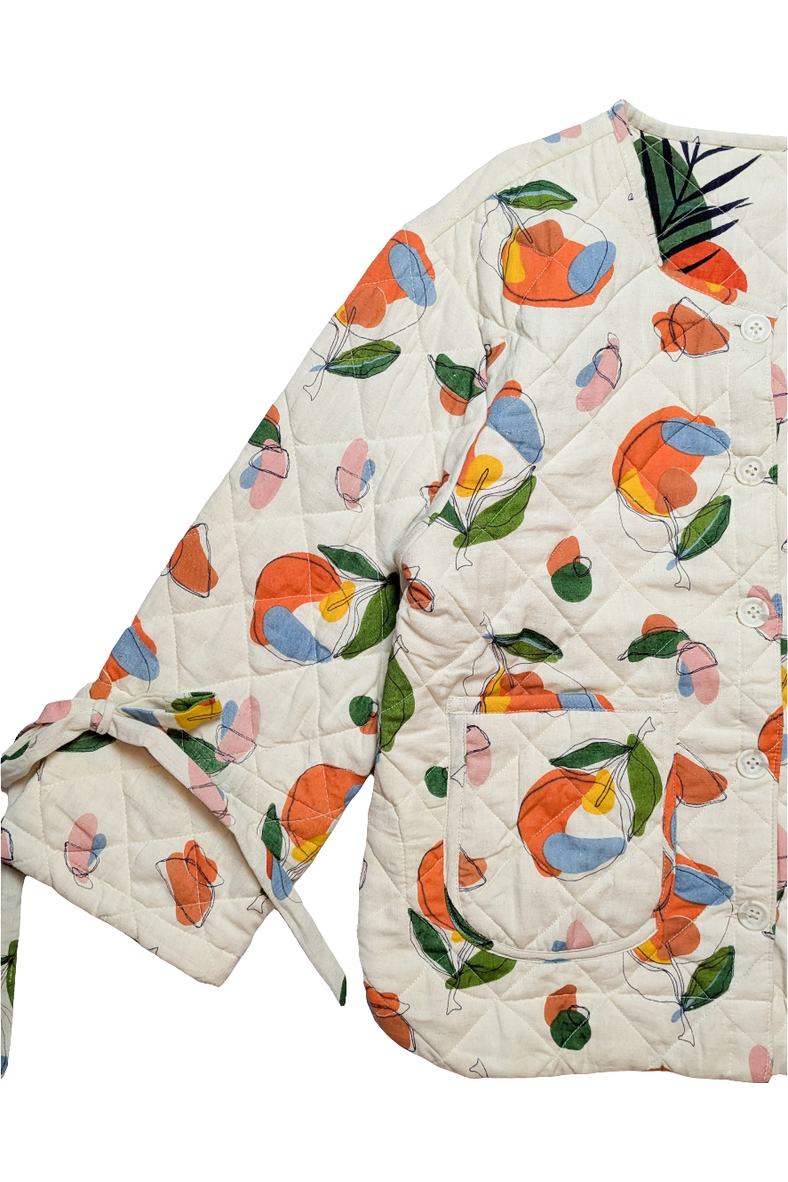 Orange Harvest / Woodland Walk reversible quilted jacket