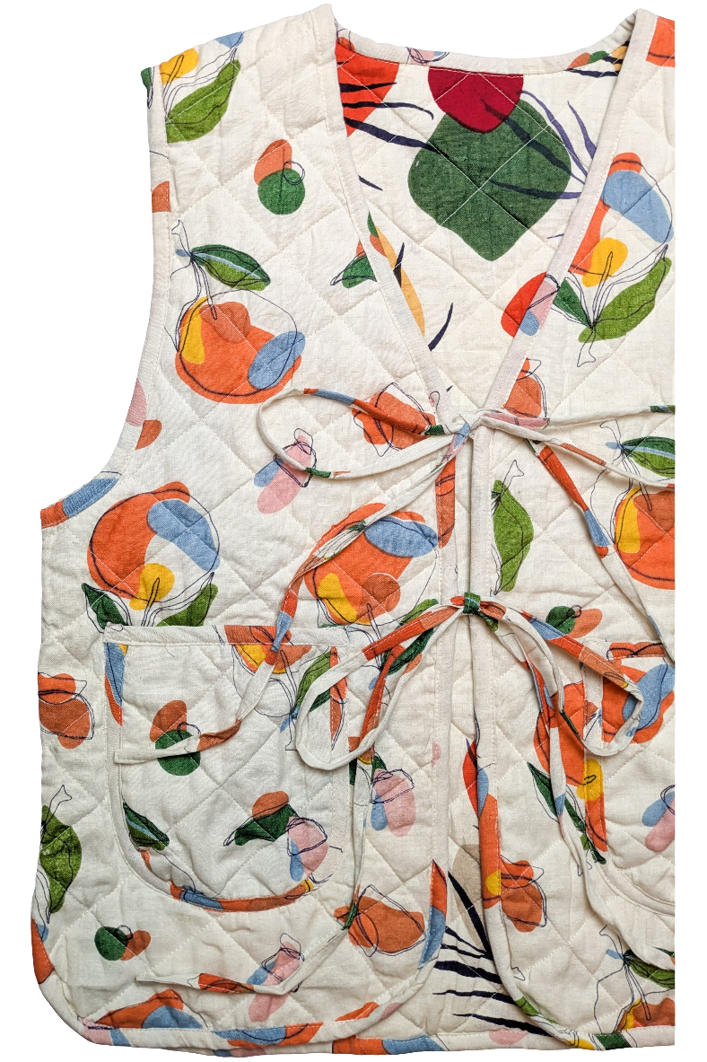 Orange Harvest / Woodland reversible quilted waistcoat