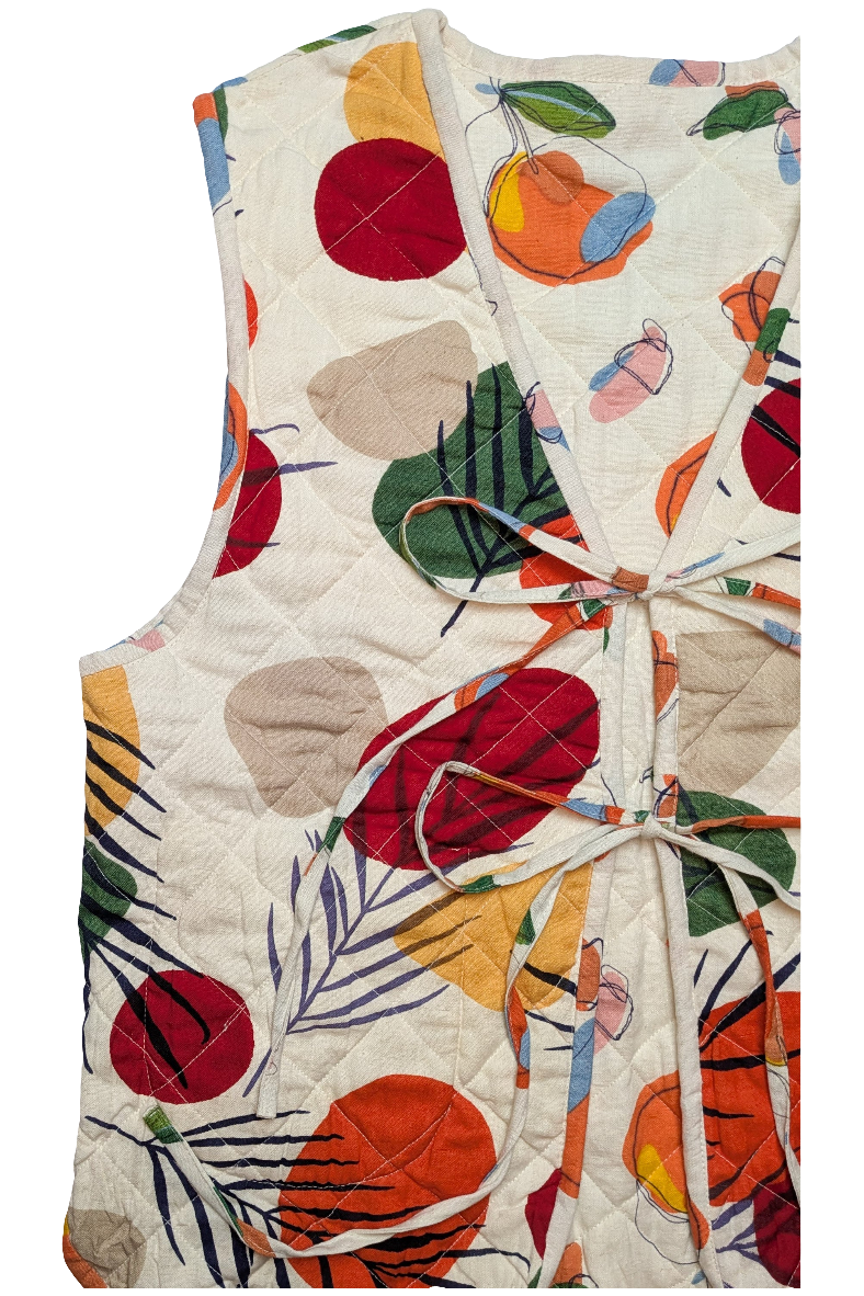 Orange Harvest / Woodland reversible quilted waistcoat