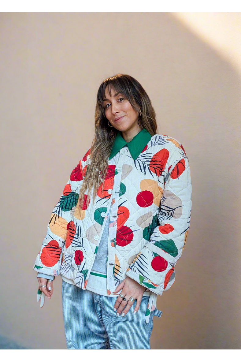 Orange Harvest / Woodland Walk reversible quilted jacket