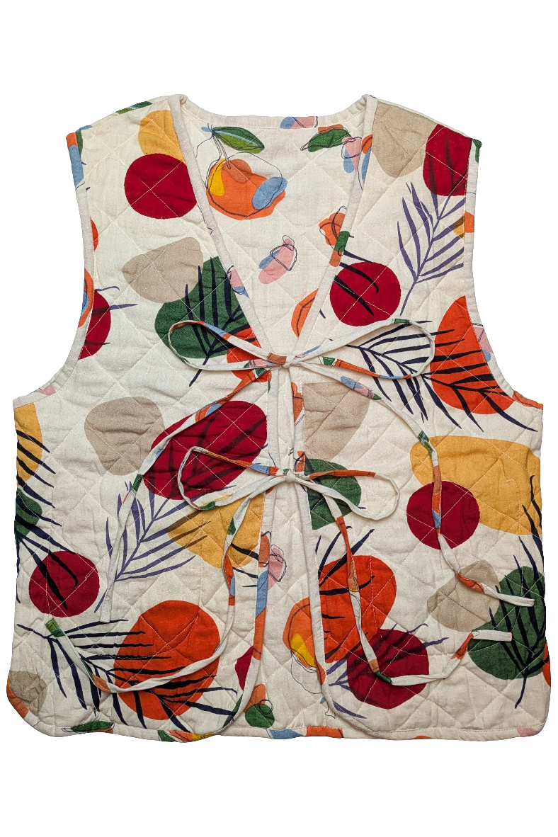 Orange Harvest / Woodland reversible quilted waistcoat
