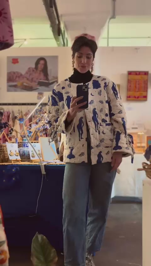 Moonlight Rituals/ Abstract reversible quilted jacket