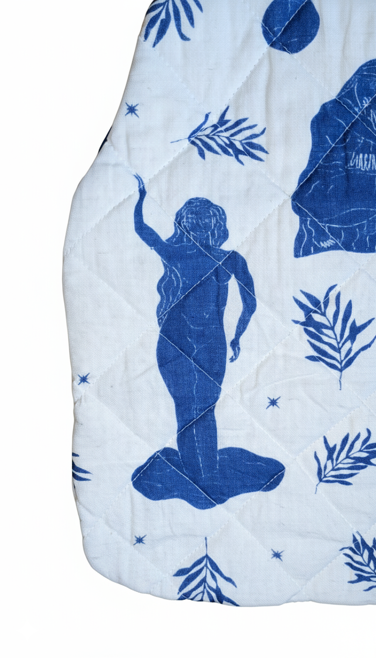 Blue ladies pattern on a white background