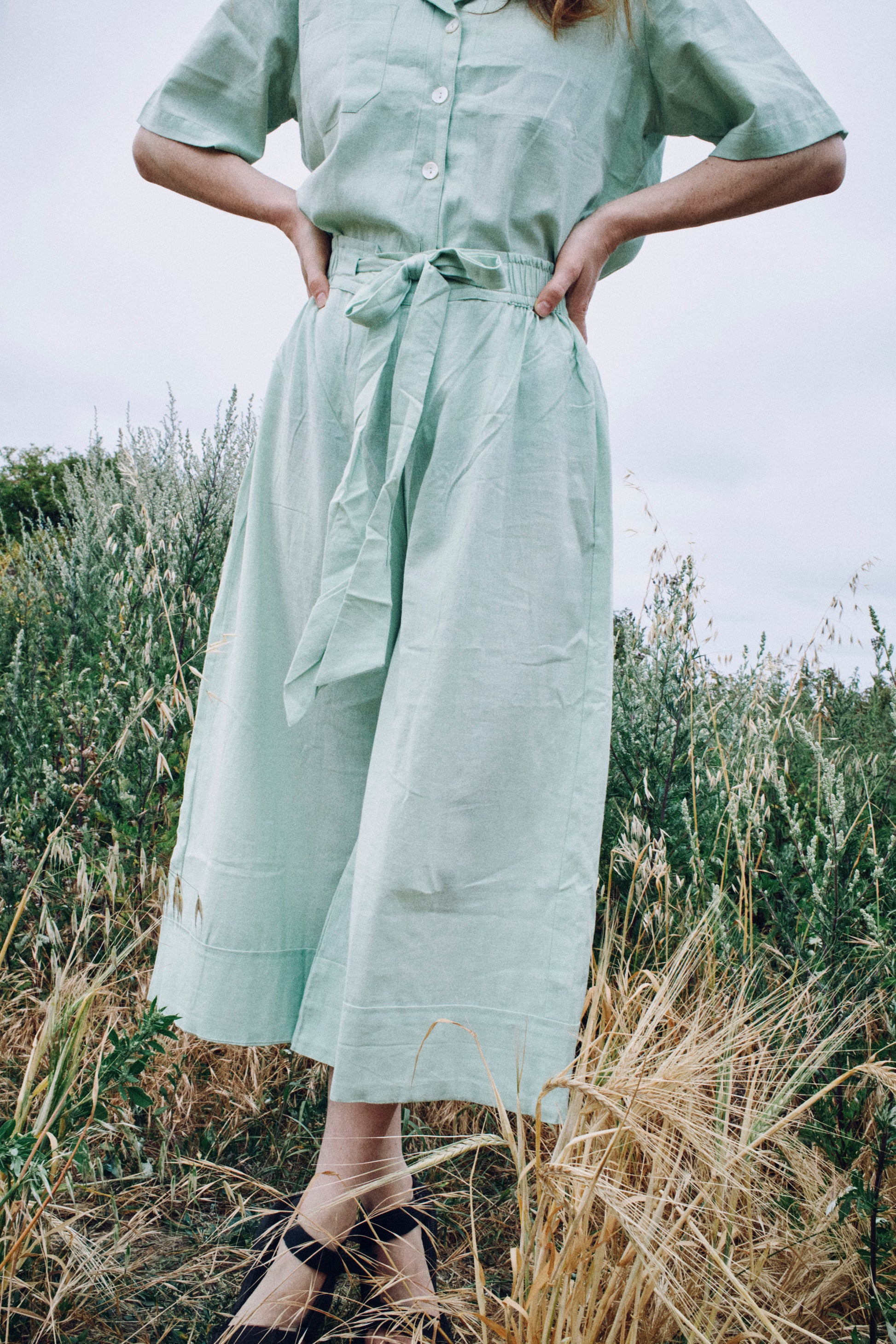 Matcha Wide Hem Culottes