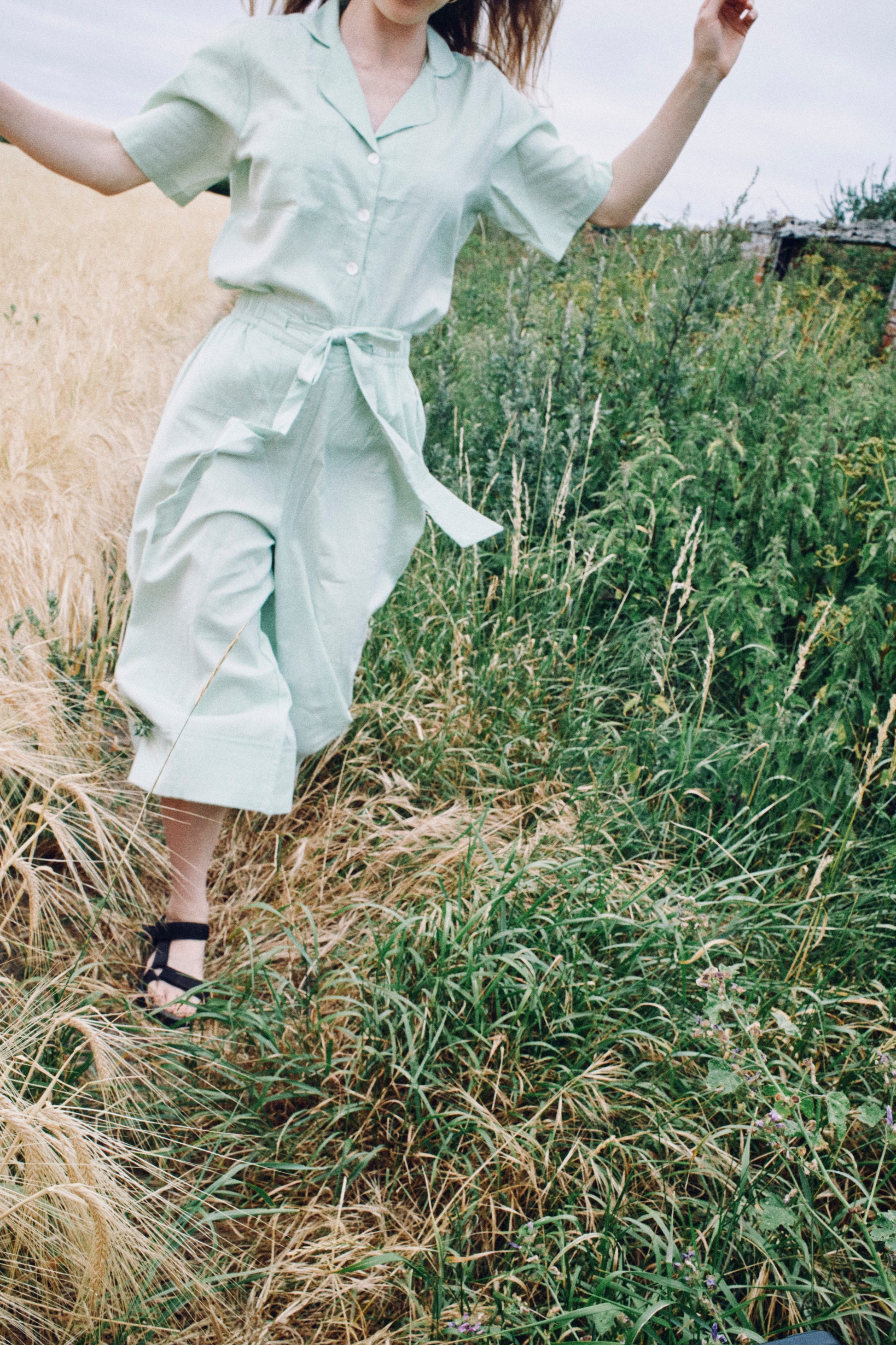 Matcha Wide Hem Culottes