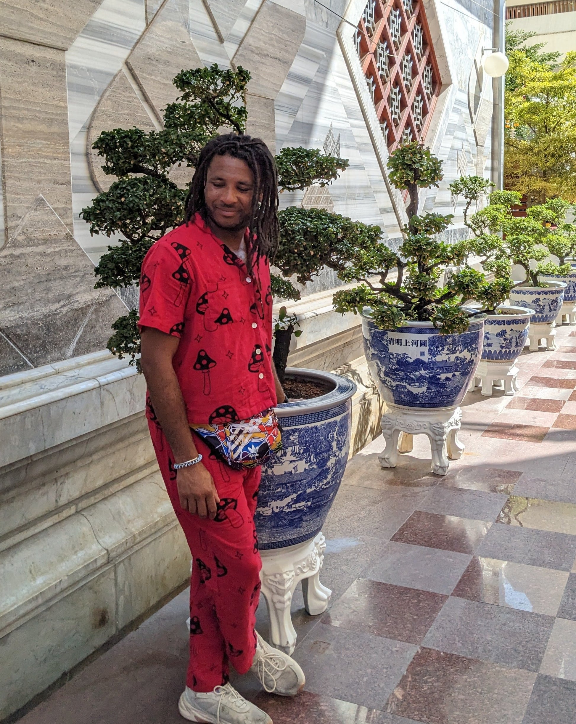 Red Mushroom Straight Leg Trousers