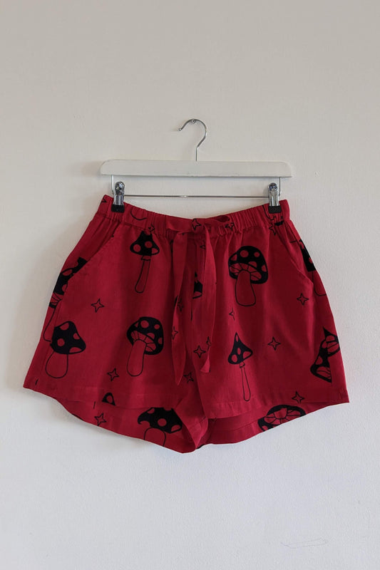 Red Magic Mushroom Drawstring Shorts