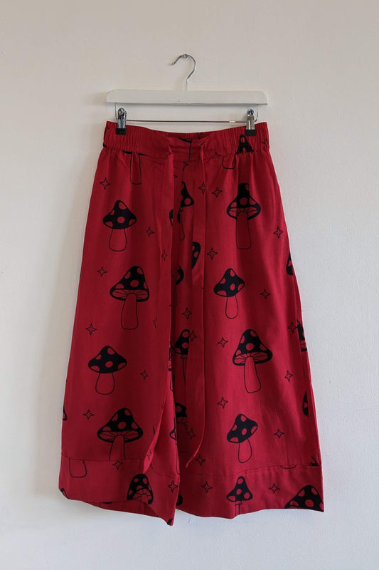 Red Mushroom Wide Hem Culottes