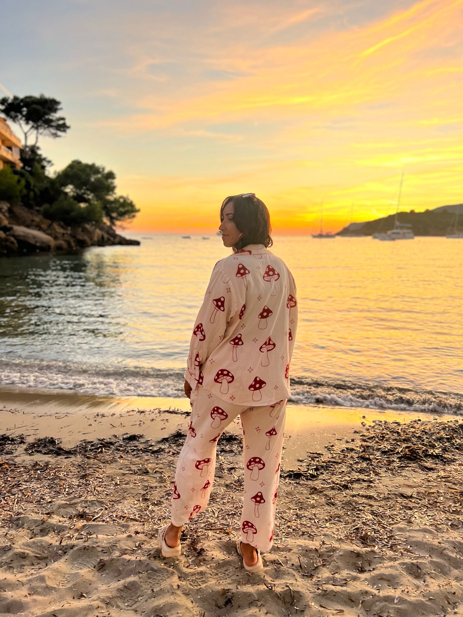 Red Mushroom Straight Leg Trousers