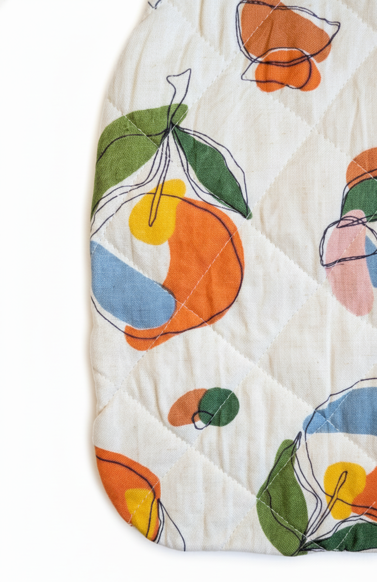 abstract fruit oranges print colourful hot water bottle cover
