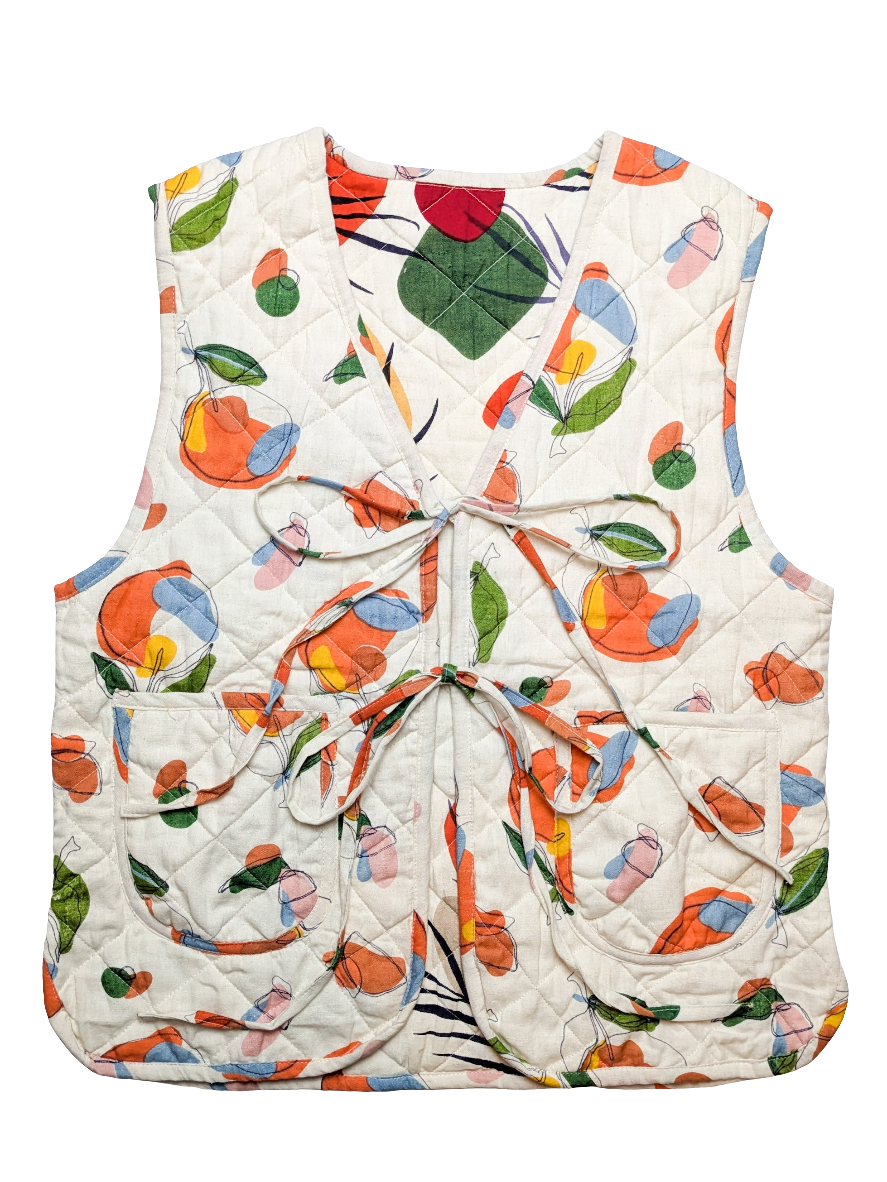 Orange Harvest / Woodland reversible quilted waistcoat