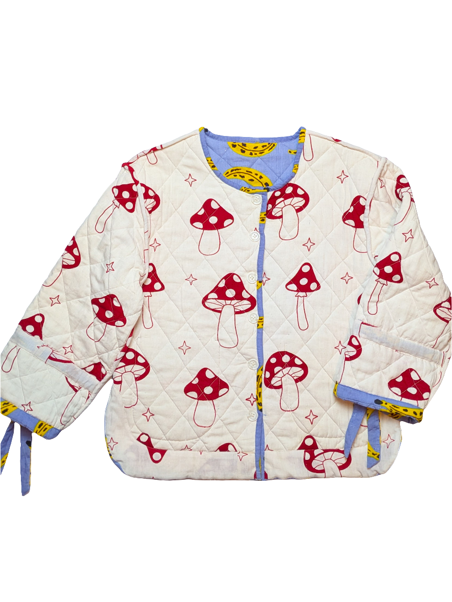 Cool Banana / Magic Mushroom reversible quilted jacket