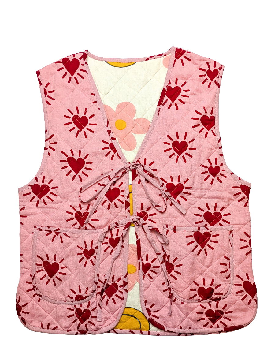 Made-to-Order Love Shine / Happy Hippy reversible quilted waistcoat