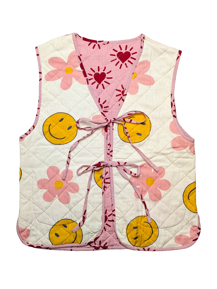 Made-to-Order Love Shine / Happy Hippy reversible quilted waistcoat