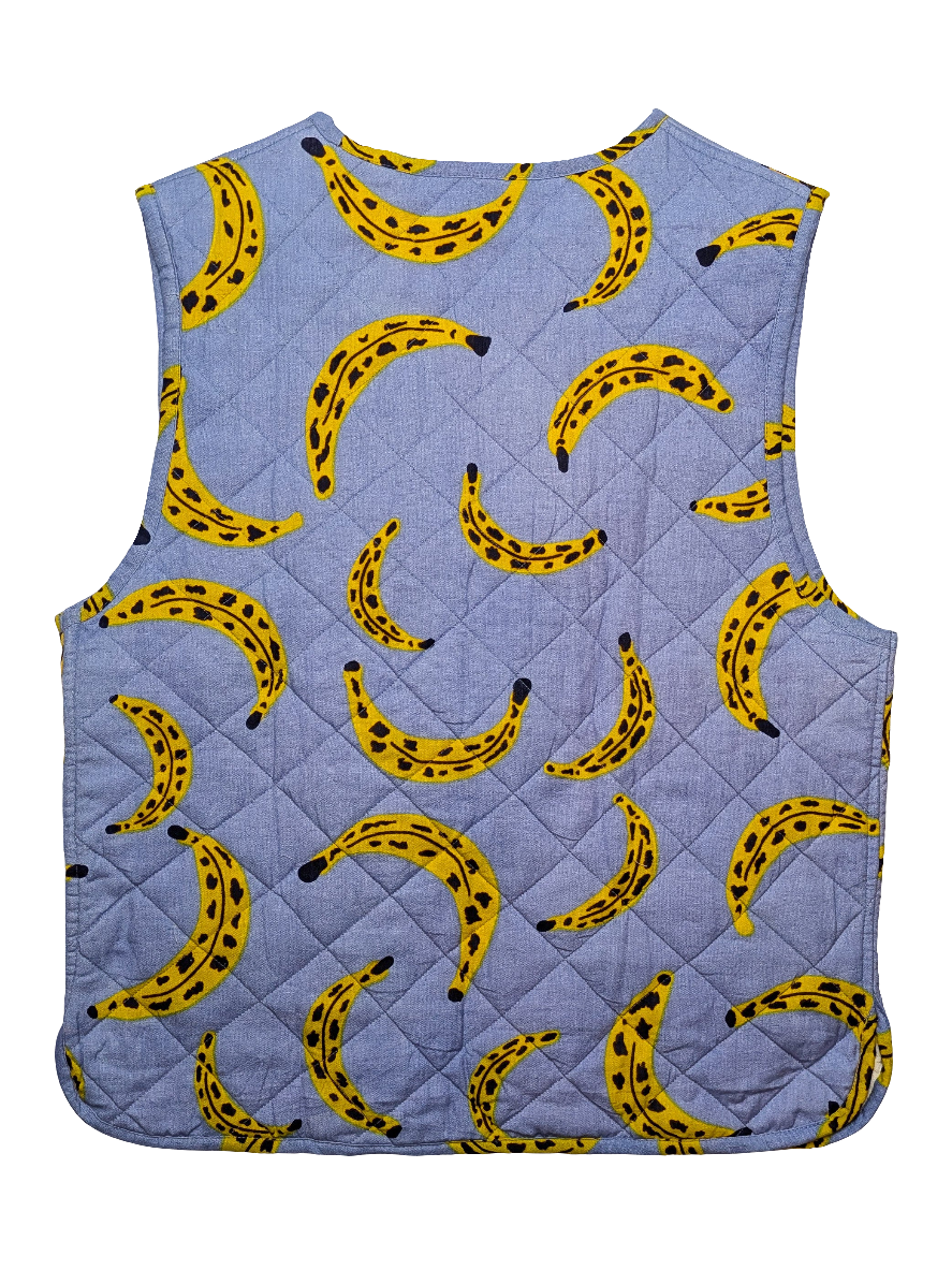 Cool Banana / Magic Mushroom reversible quilted waistcoat