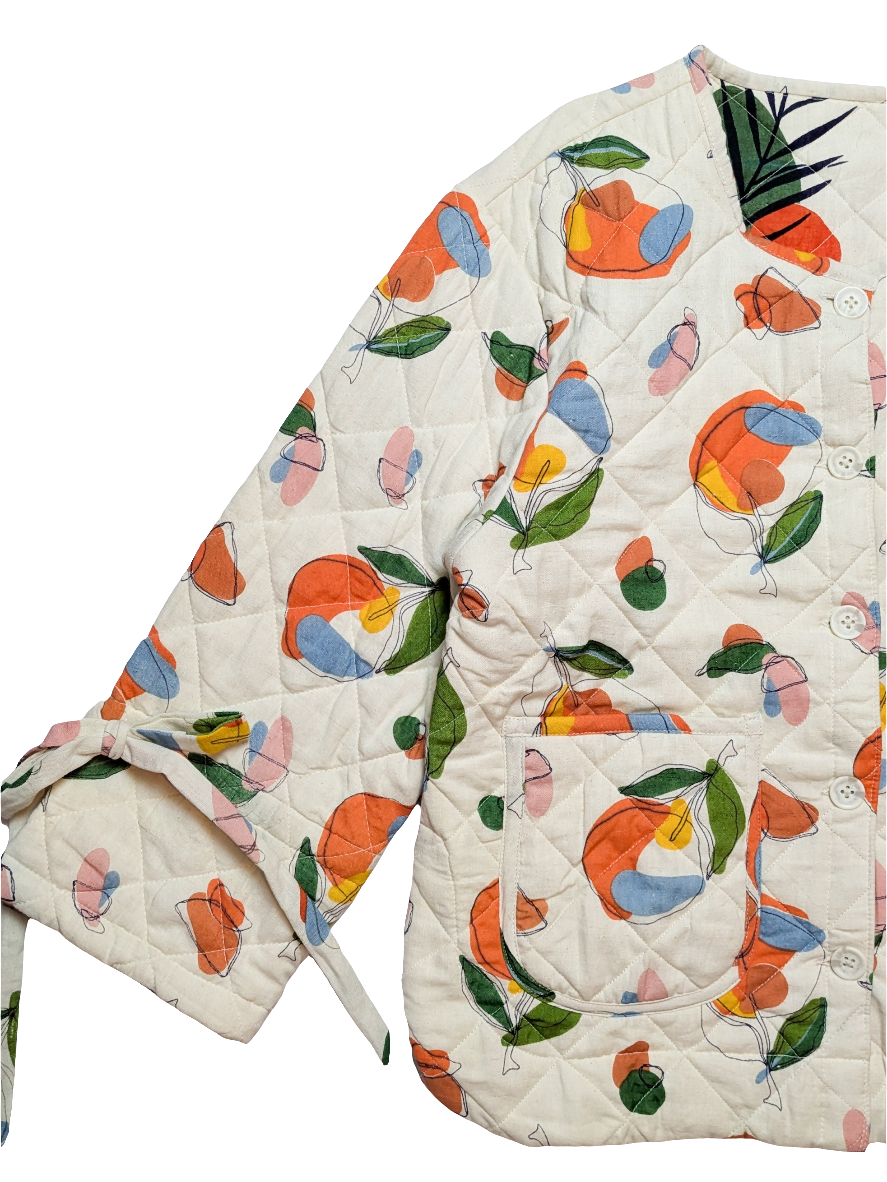 Orange Harvest / Woodland Walk reversible quilted jacket