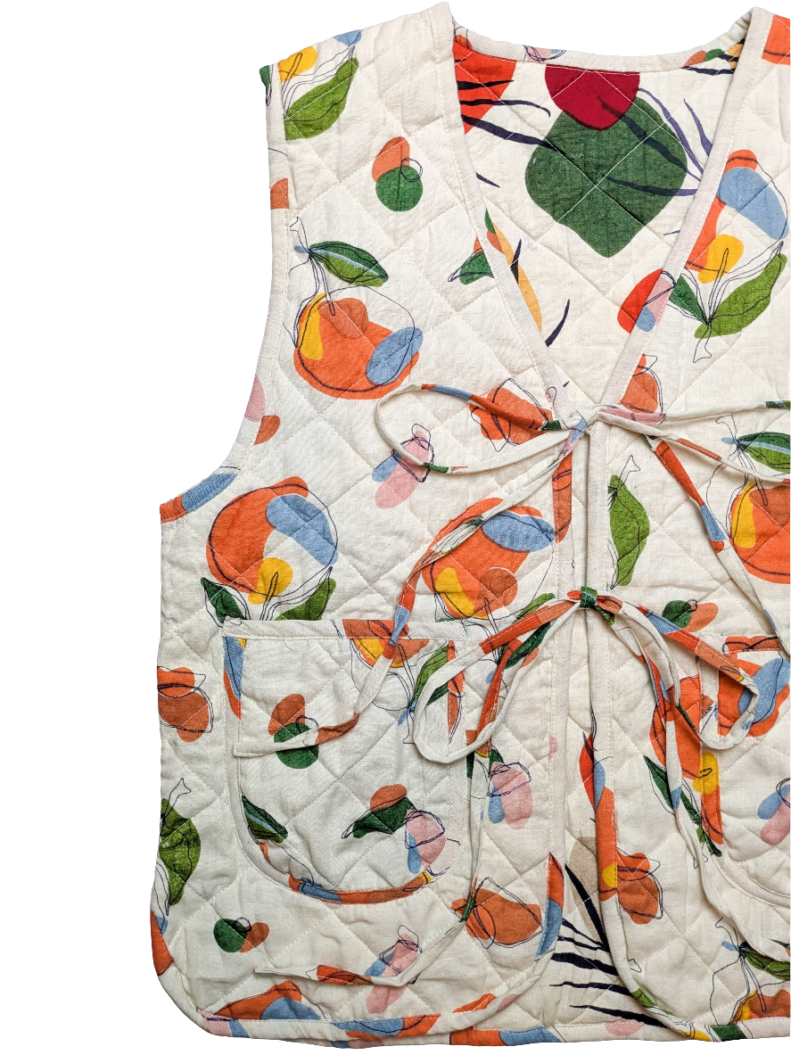 Orange Harvest / Woodland reversible quilted waistcoat