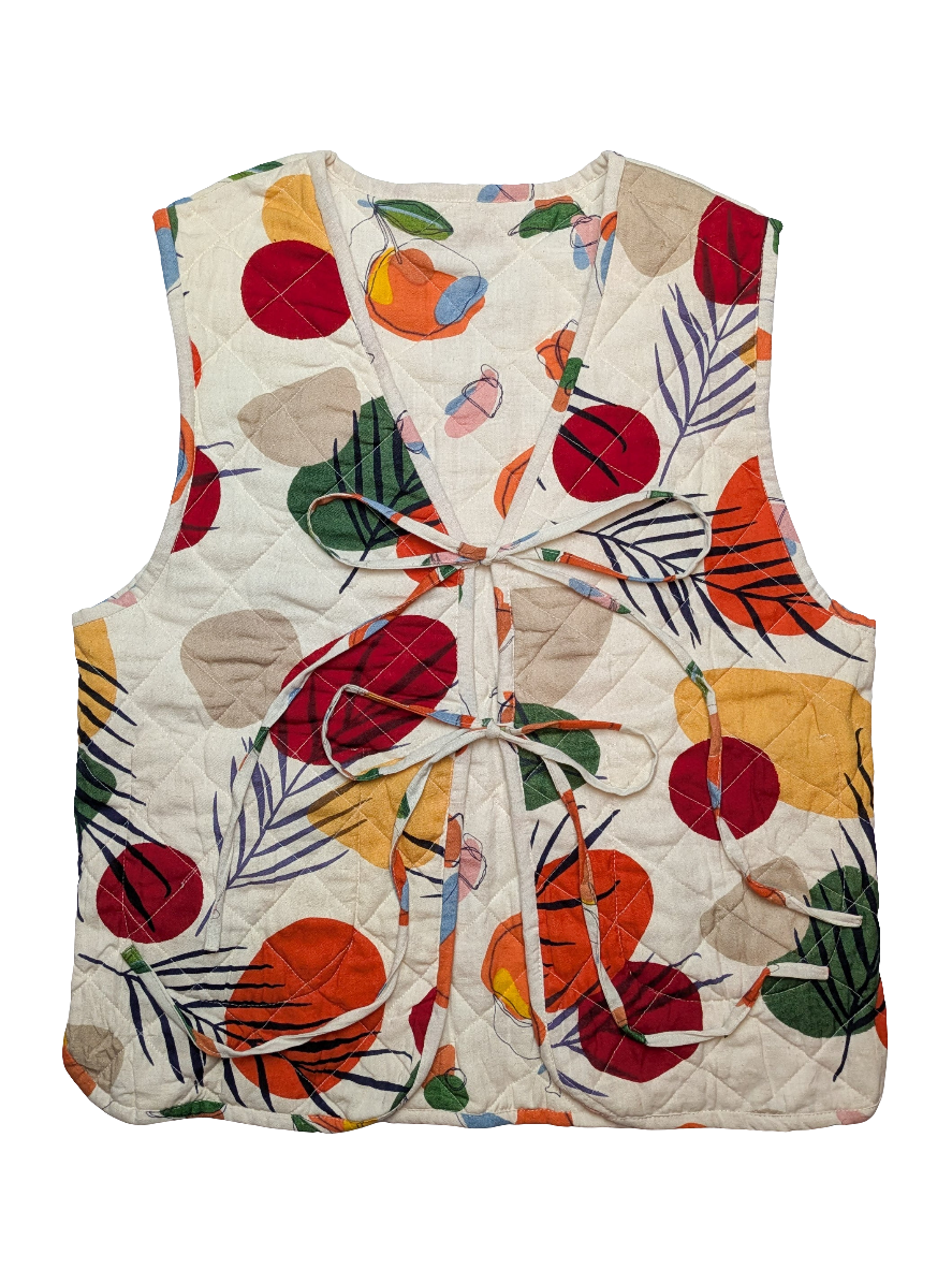 Orange Harvest / Woodland reversible quilted waistcoat