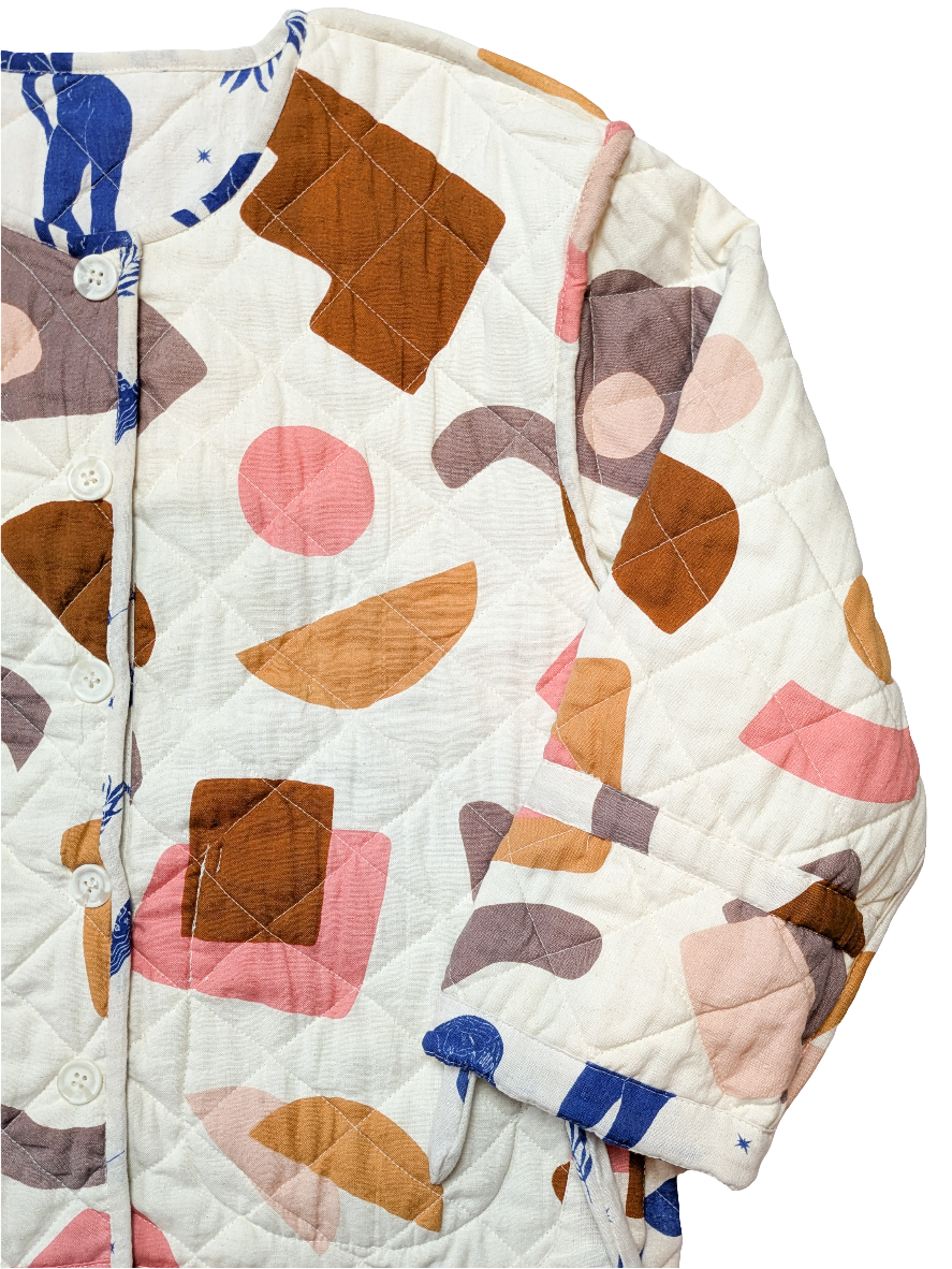 Moonlight Rituals/ Abstract reversible quilted jacket