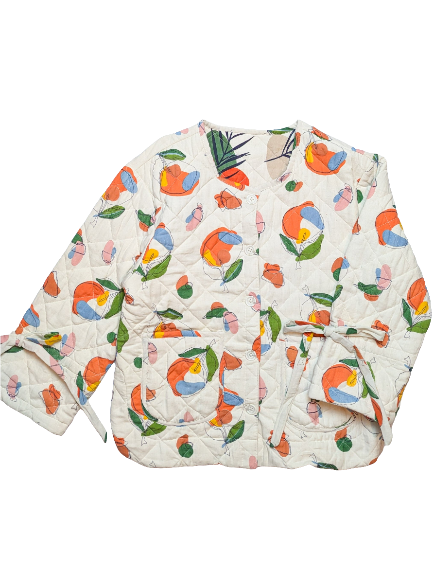 Orange Harvest / Woodland Walk reversible quilted jacket