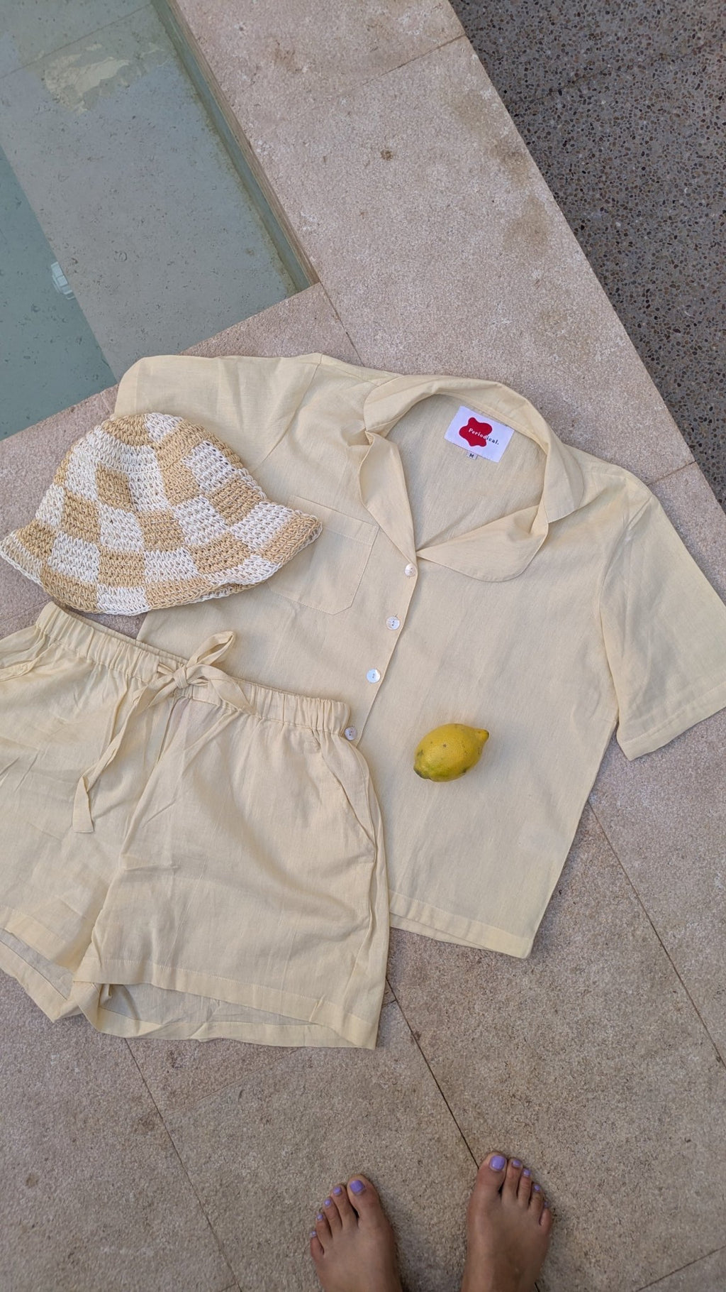 Butter Yellow Cotton Drawstring Shorts - Periodical Powers