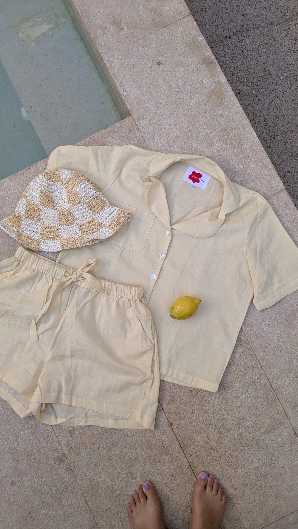 Butter Yellow Cotton Drawstring Shorts - Periodical Powers