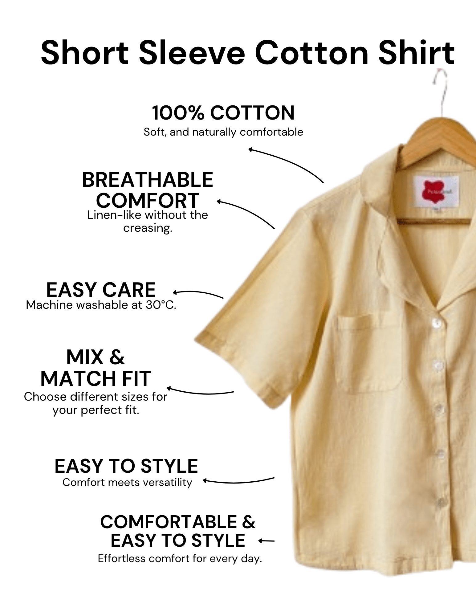 Butter Yellow Short Sleeve Cotton Shirt - Periodical Powers