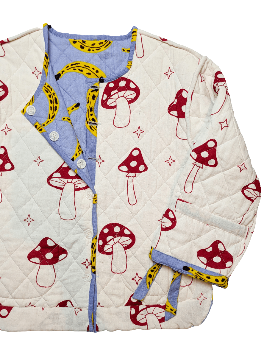 Cool Banana / Magic Mushroom reversible quilted jacket - Periodical Powers
