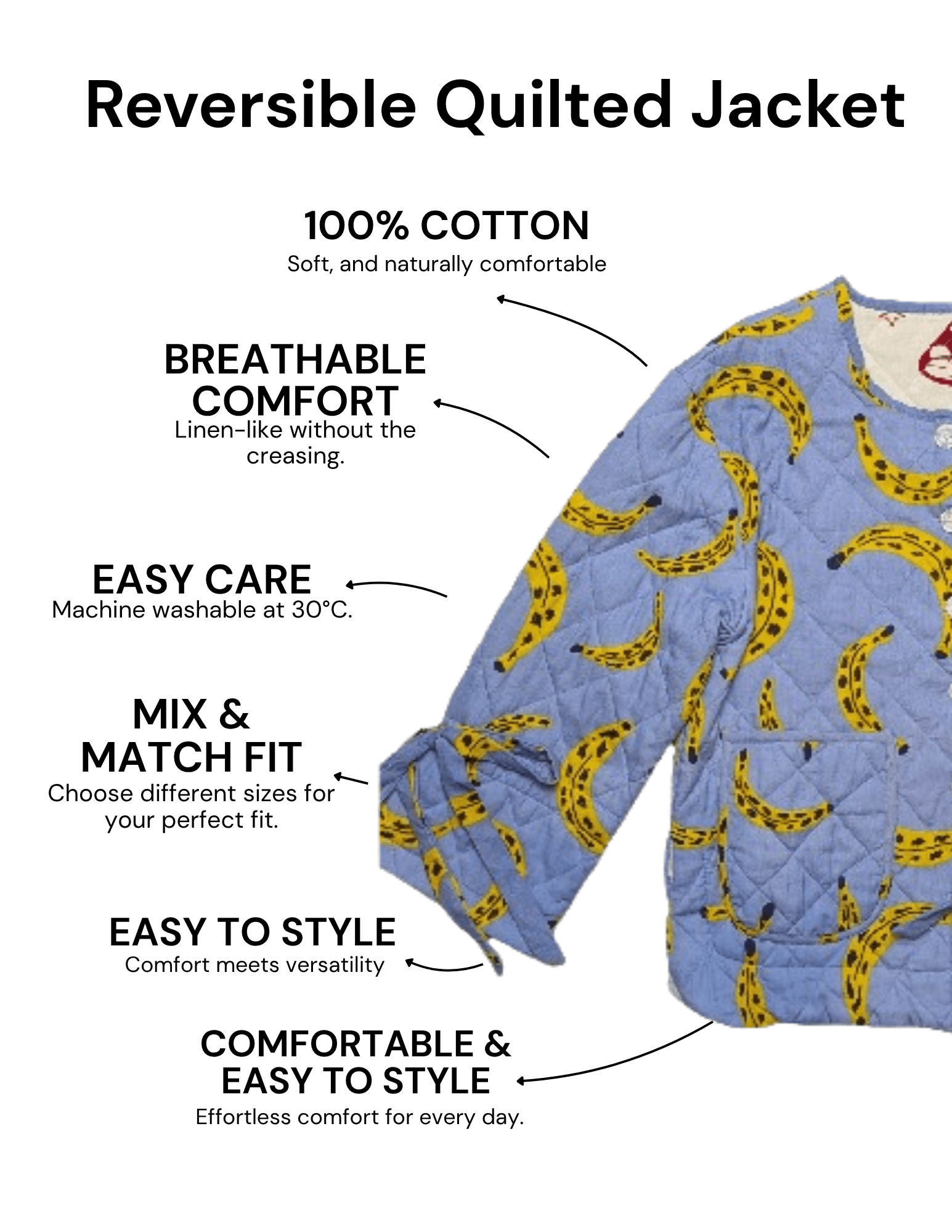 Cool Banana / Magic Mushroom reversible quilted jacket - Periodical Powers