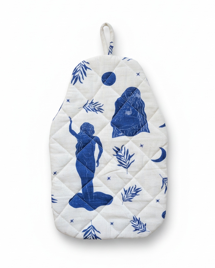 line drawing of women female figure art print blue and white