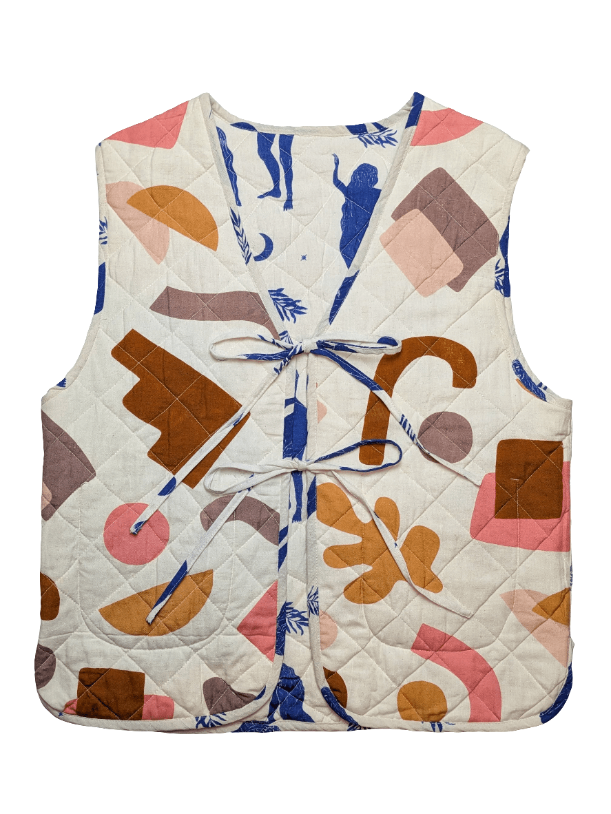 Moonlight & Abstract reversible quilted waistcoat - Periodical Powers