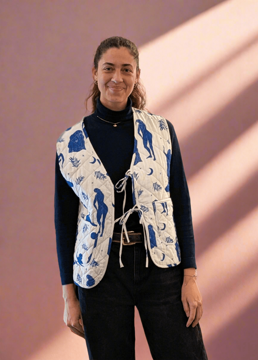 Moonlight & Abstract reversible quilted waistcoat - Periodical Powers
