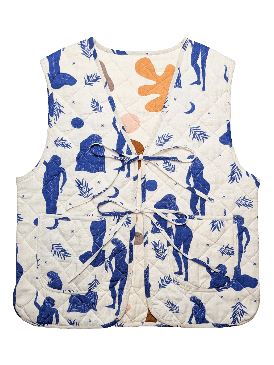 Moonlight & Abstract reversible quilted waistcoat - Periodical Powers