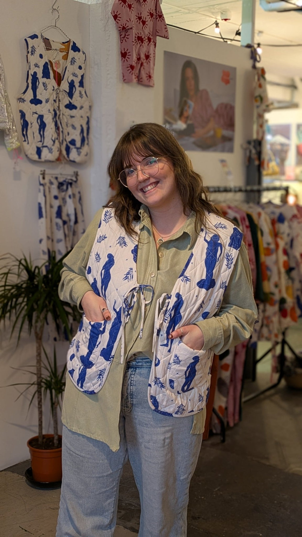 Moonlight & Abstract reversible quilted waistcoat - Periodical Powers