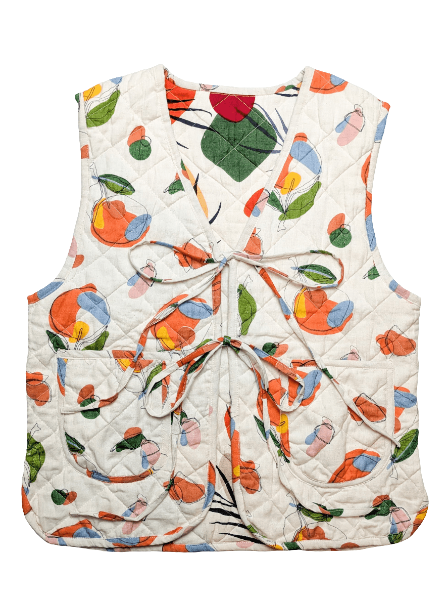 Orange Harvest / Woodland reversible quilted waistcoat - Periodical Powers