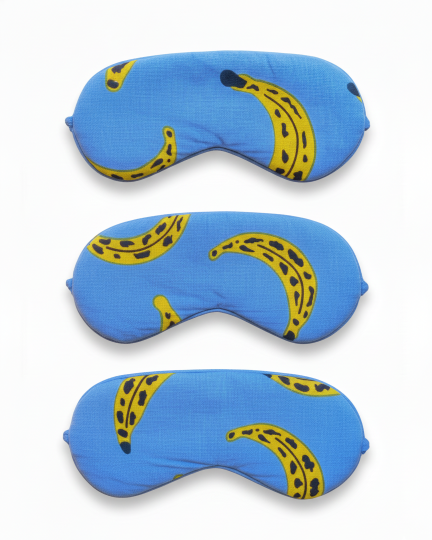 purple eye mask with yellow ripe bananas