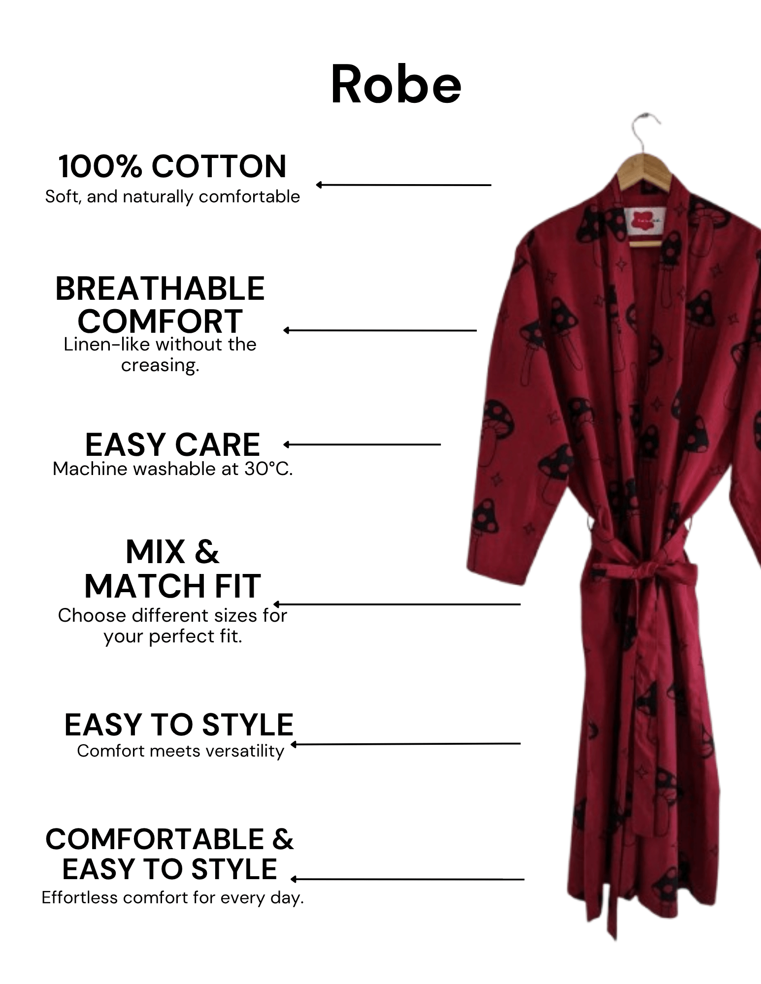 Red & Black Mushroom Robe - Periodical Powers