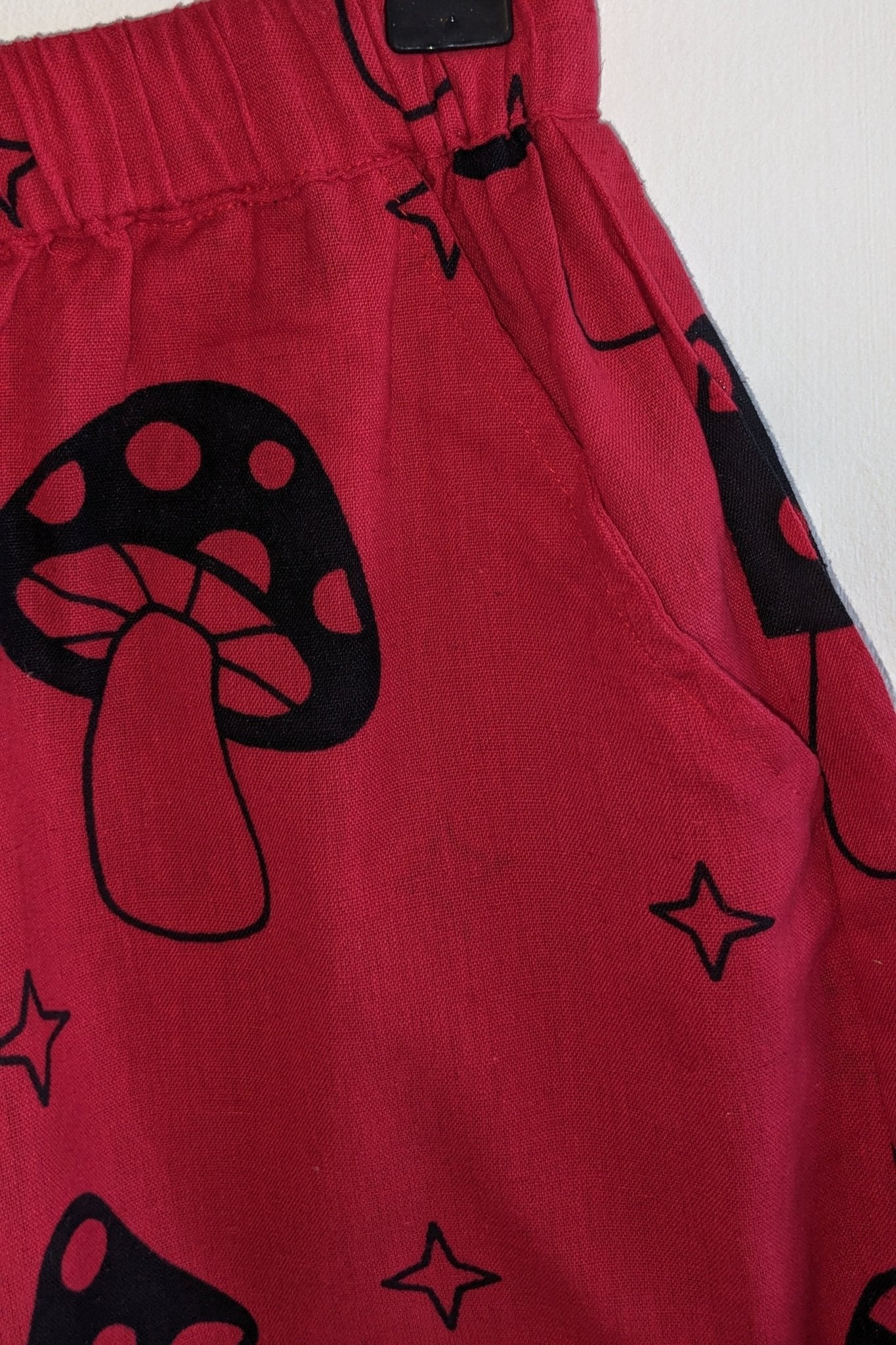 Red Magic Mushroom Drawstring Shorts - Periodical Powers