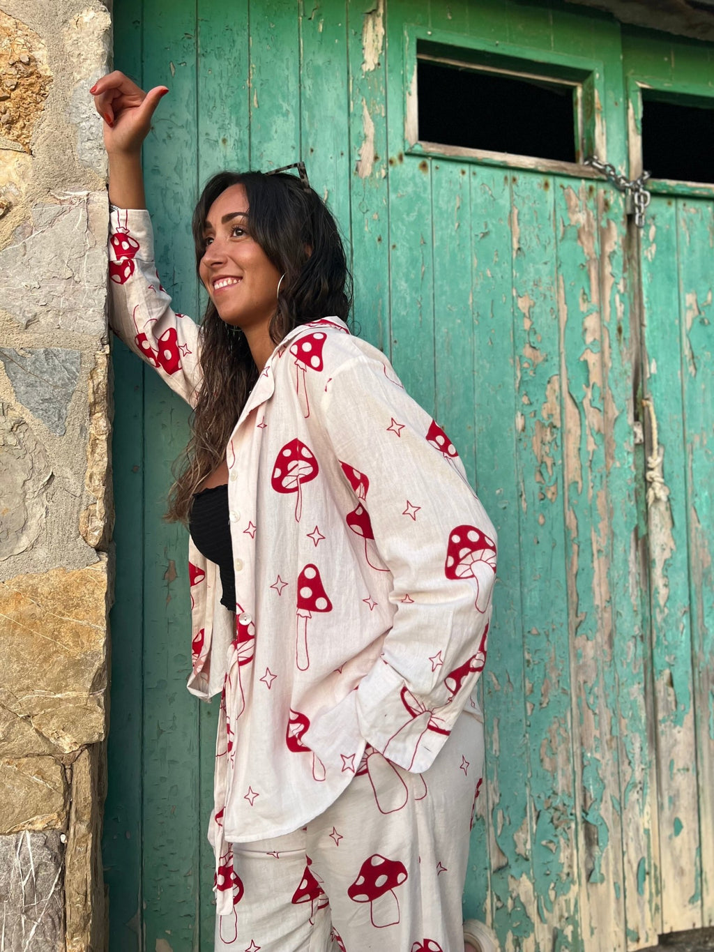 Red Mushroom Long Sleeve Shirt - Periodical Powers