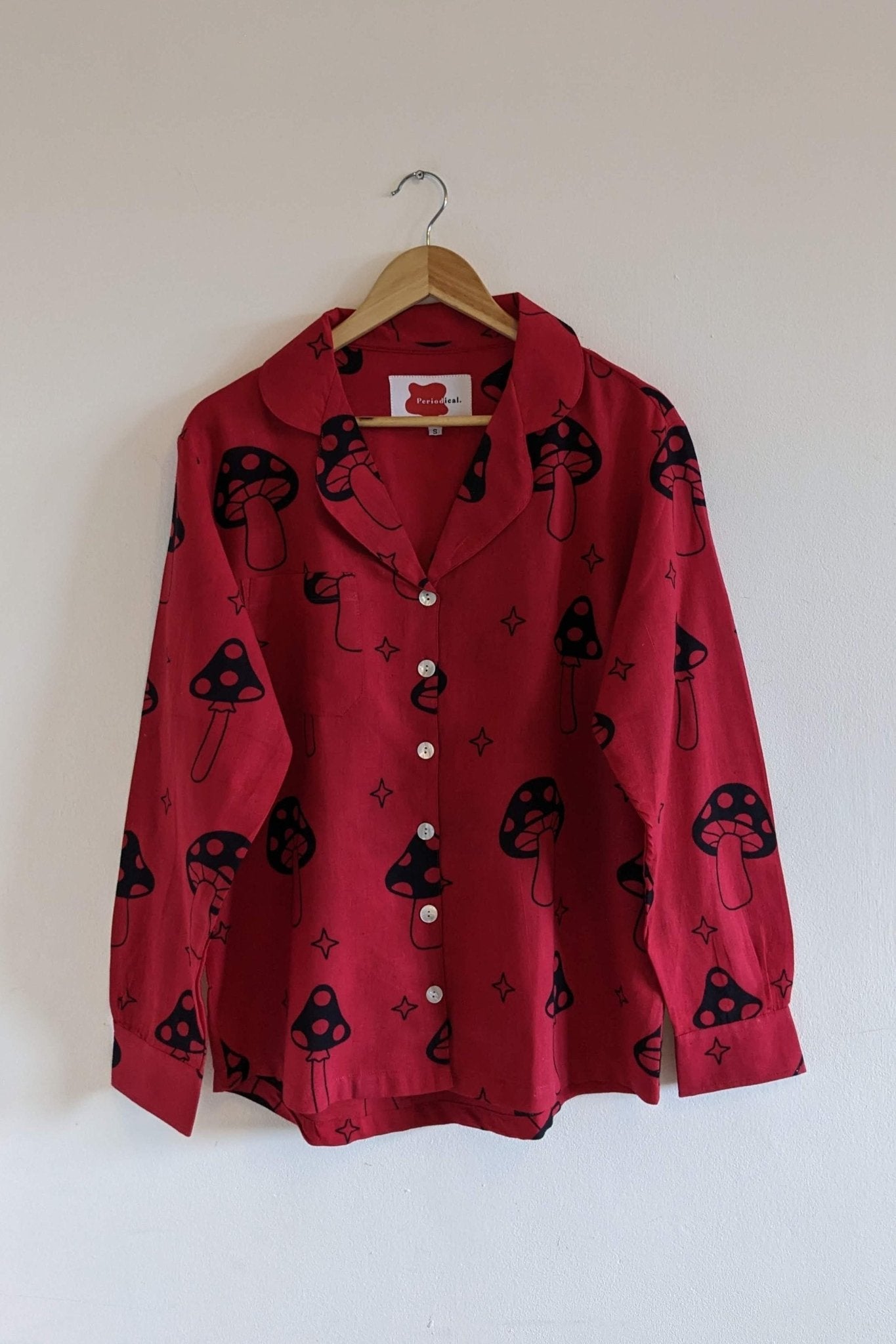 Red Mushroom Long Sleeve Shirt - Periodical Powers