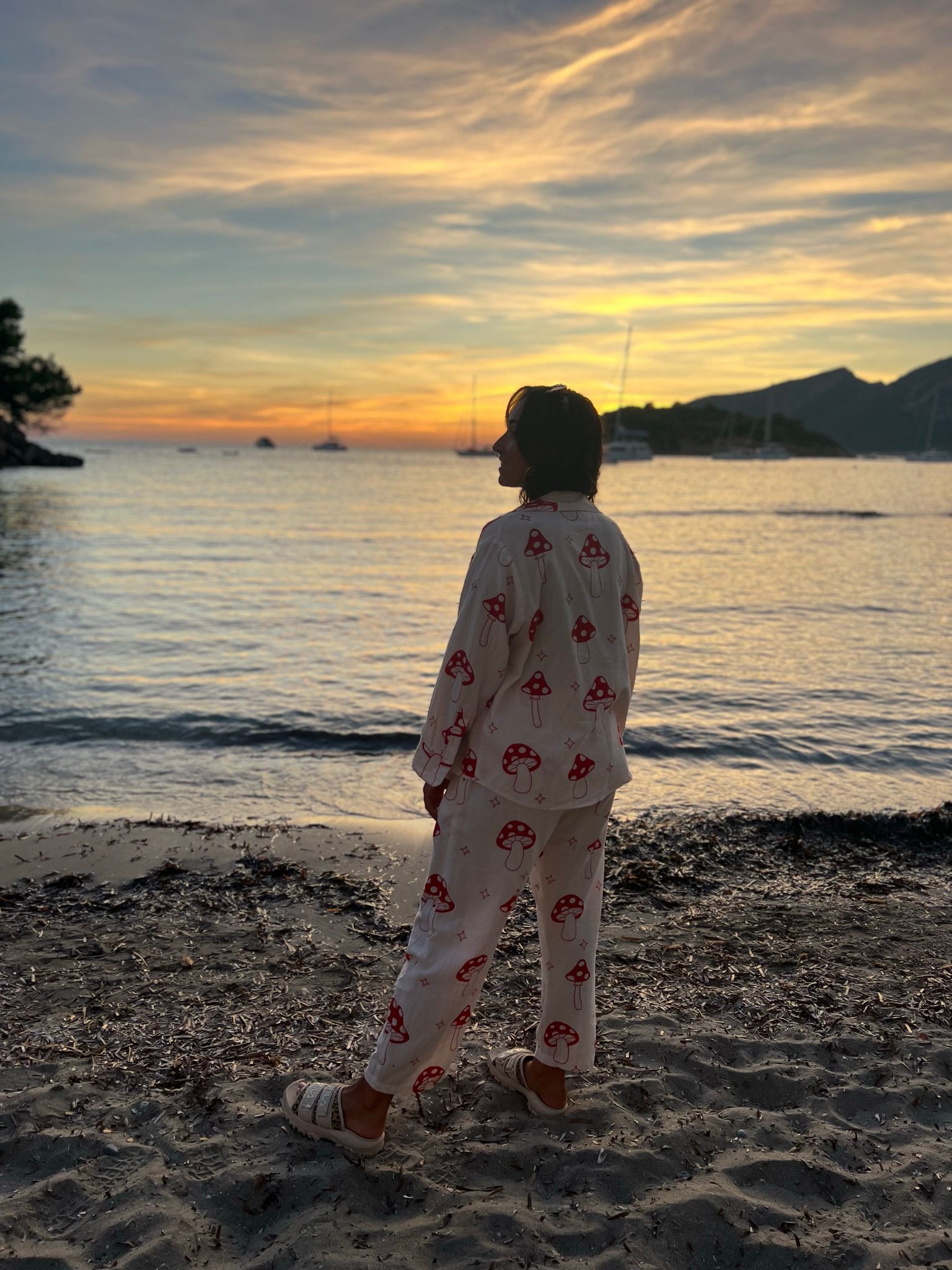 Red Mushroom Straight Leg Trousers - Periodical Powers