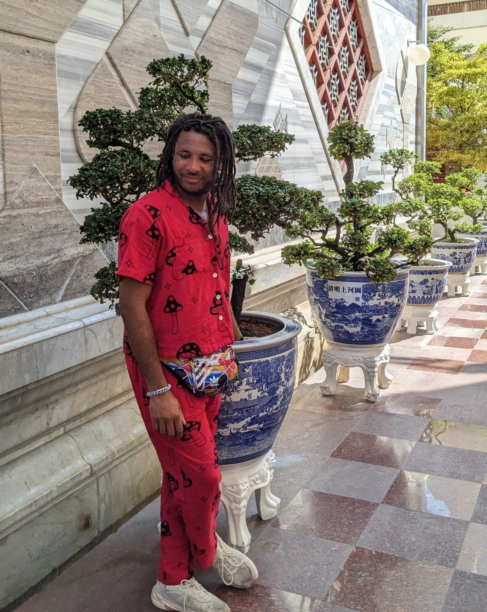 Red Mushroom Straight Leg Trousers - Periodical Powers