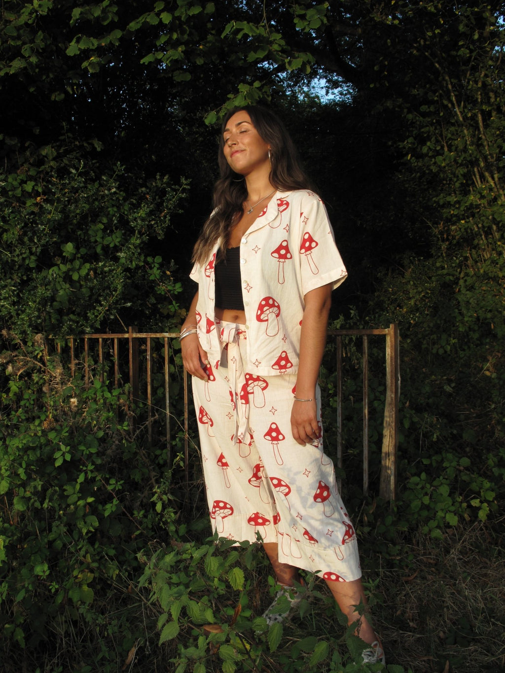 Red Mushroom Wide Hem Culottes - Periodical Powers