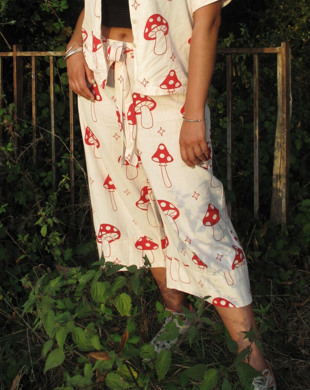 Red Mushroom Wide Hem Culottes - Periodical Powers