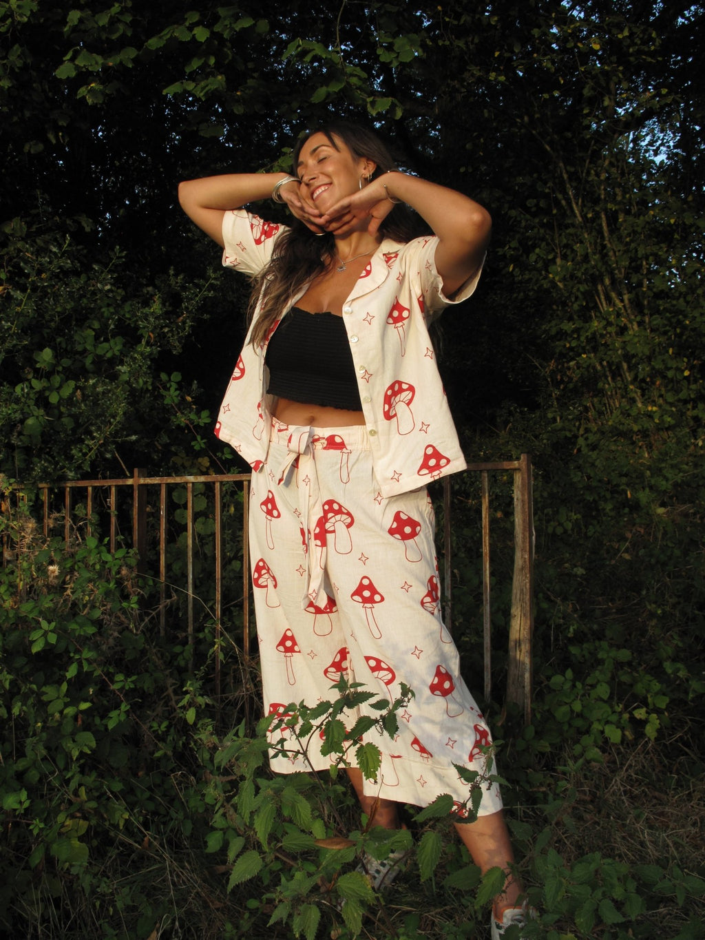 Red Mushroom Wide Hem Culottes - Periodical Powers