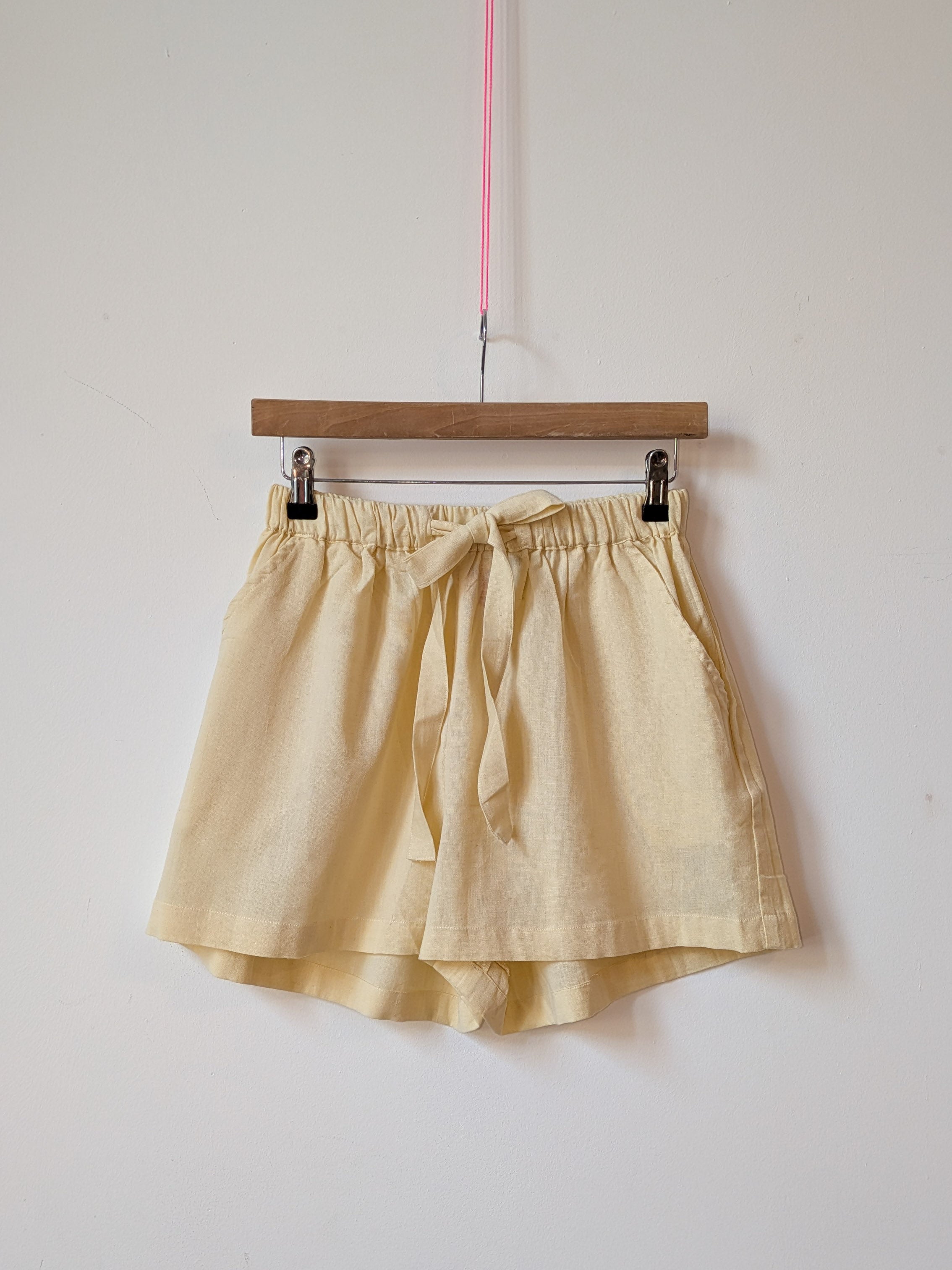 Butter Yellow Cotton Drawstring Shorts