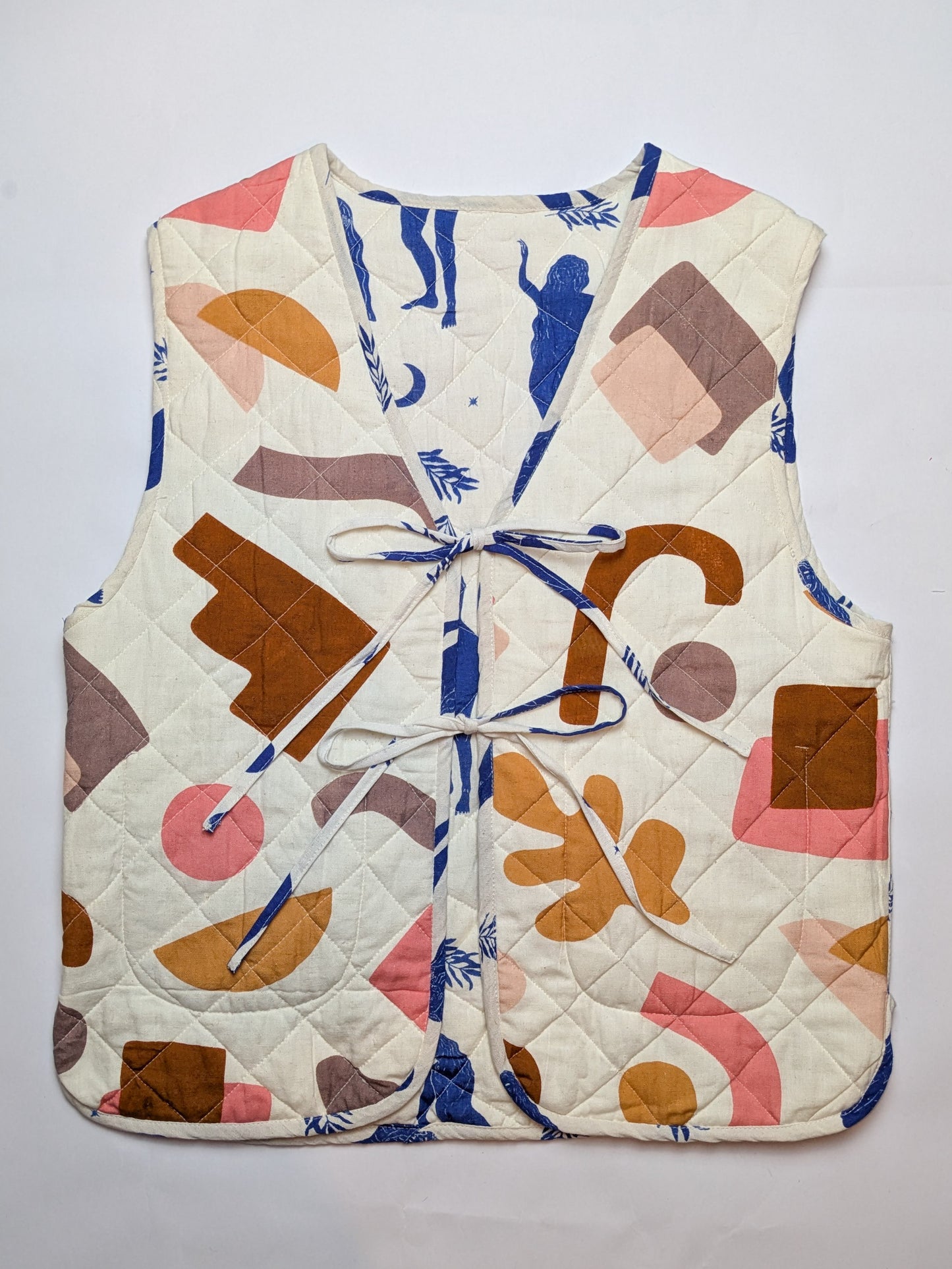 Moonlight & Abstract reversible quilted waistcoat