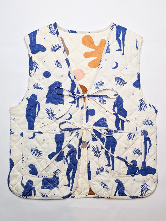 Moonlight & Abstract reversible quilted waistcoat