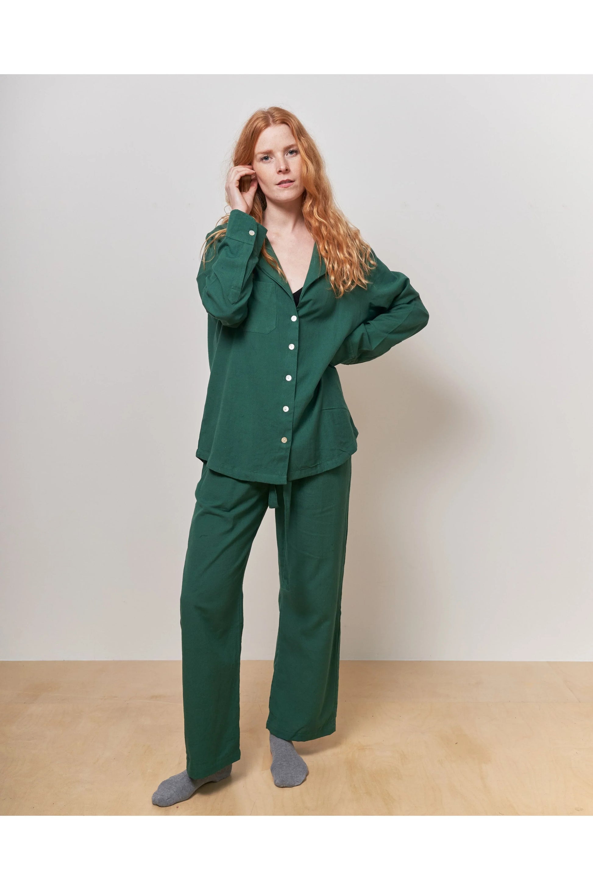 Forest Green Straight Leg Trousers