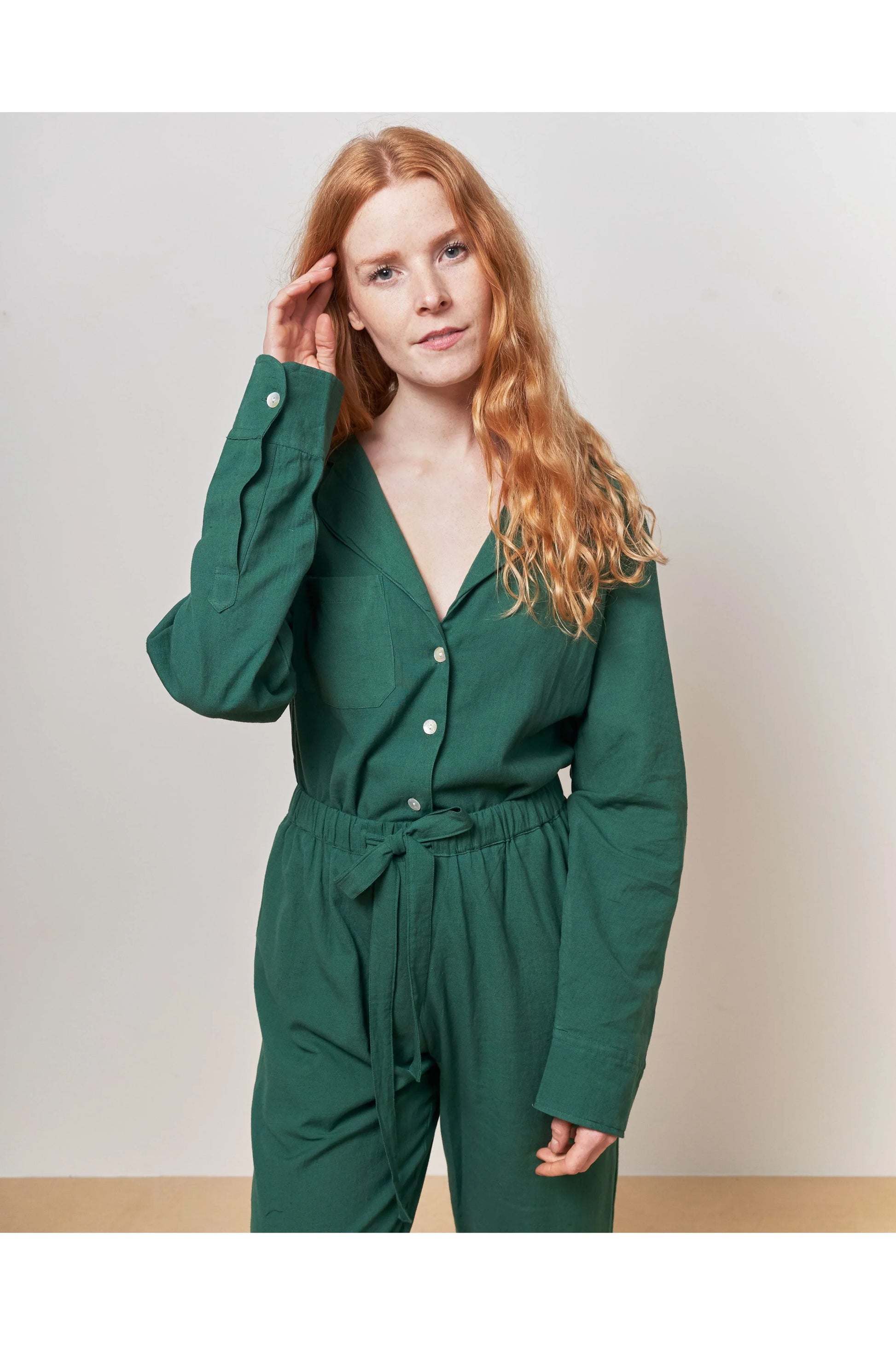 Forest Green Straight Leg Trousers